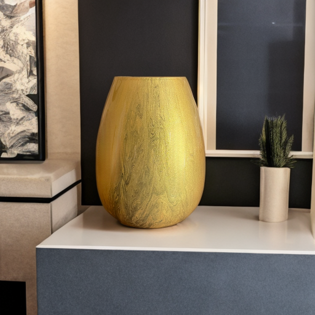 Golden Marble-Textured Vase