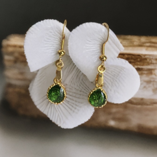 Green Teardrop Earrings