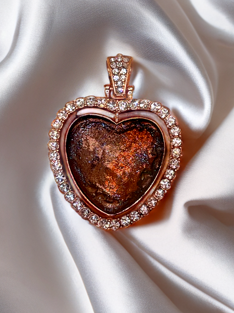Orange Spinel Heart Pendant in Sterling Silver